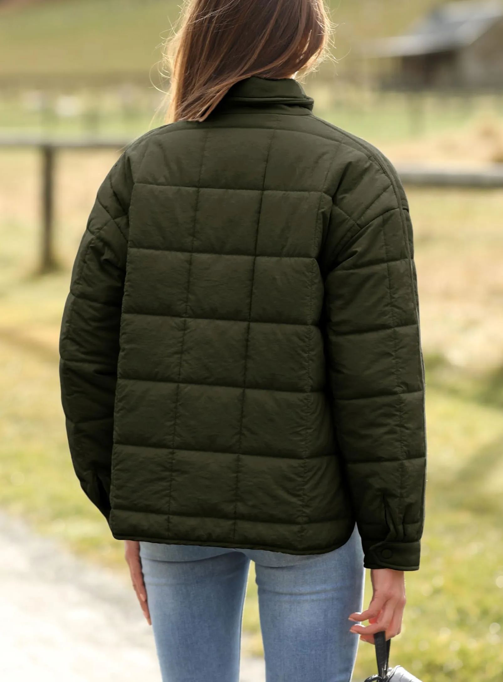 Women's Oversized Splice Quilted Lightweight Puffer Jacket Padded Coat With Pockets (Buy 2 Free Shipping)