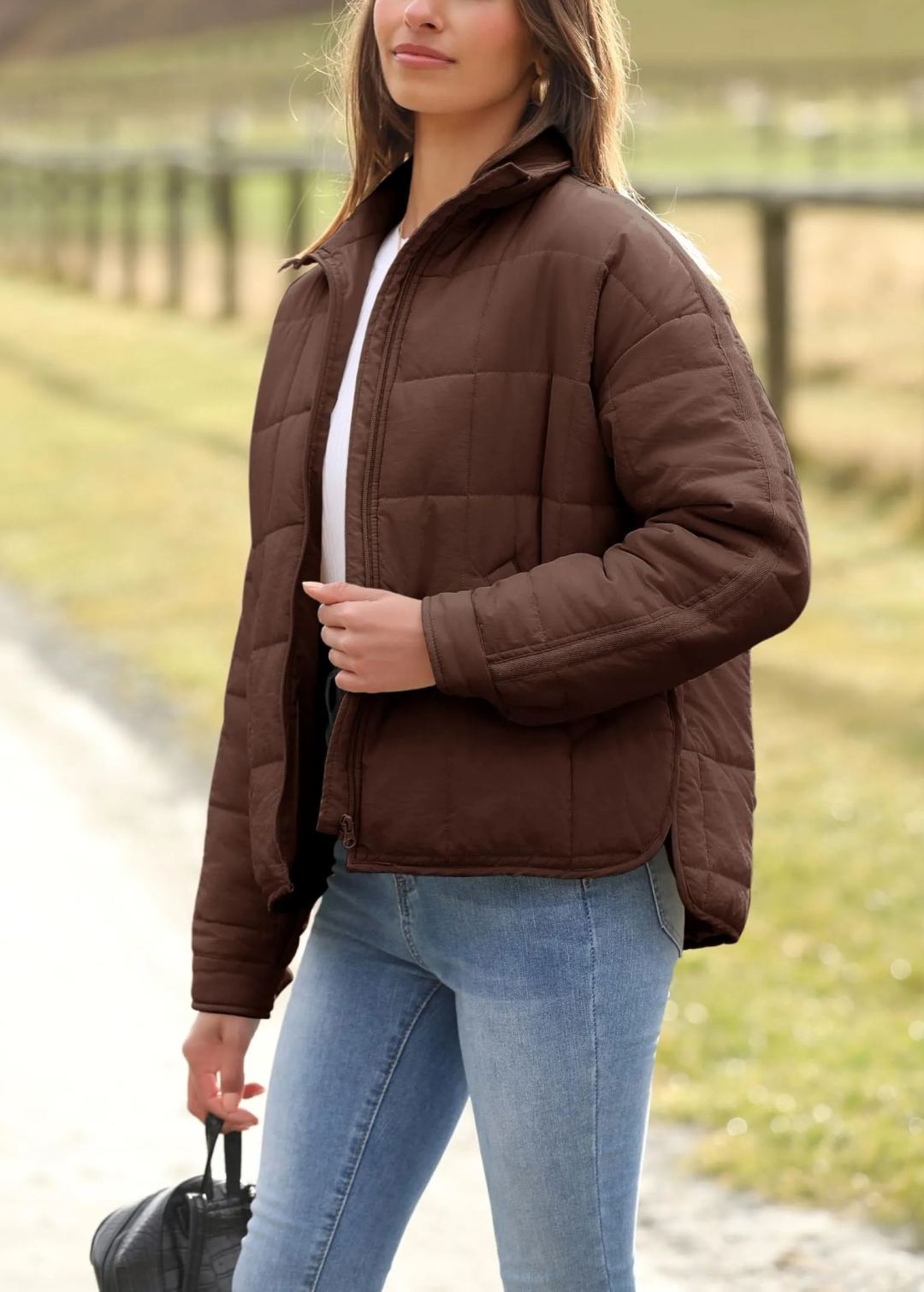 Women's Oversized Splice Quilted Lightweight Puffer Jacket Padded Coat With Pockets (Buy 2 Free Shipping)