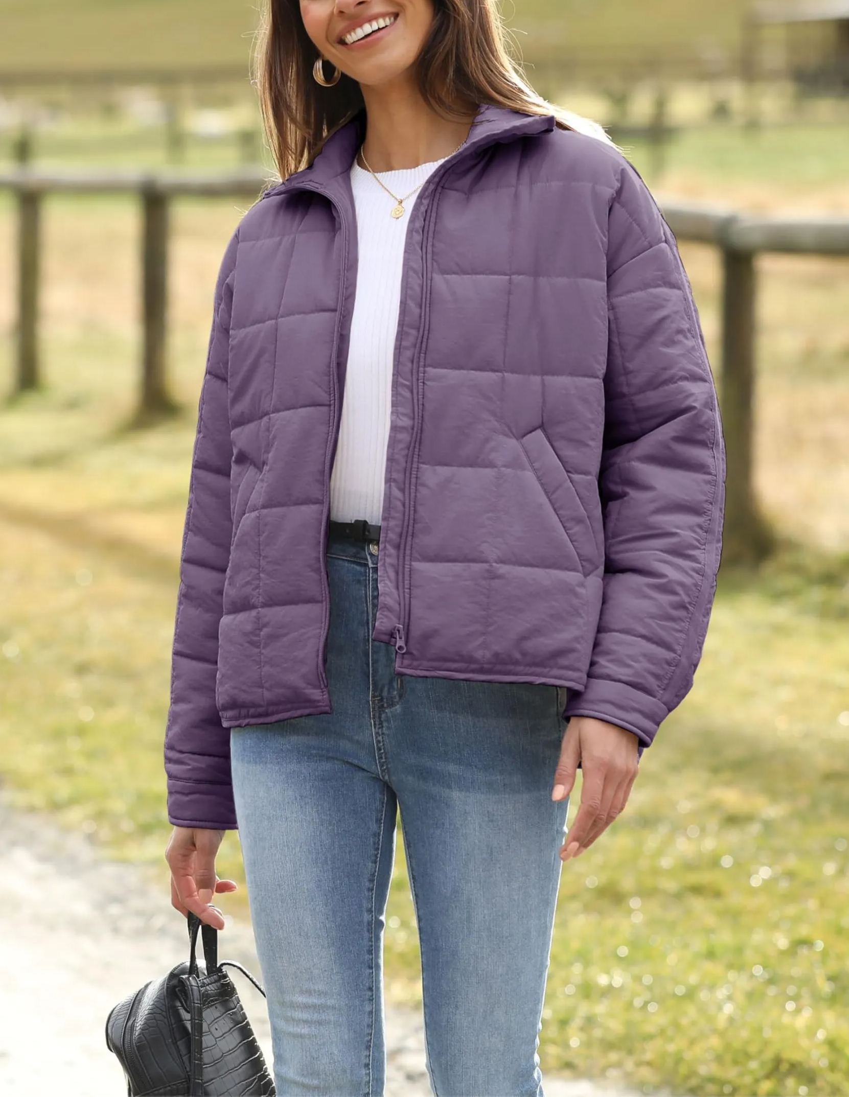 Women's Oversized Splice Quilted Lightweight Puffer Jacket Padded Coat With Pockets (Buy 2 Free Shipping)