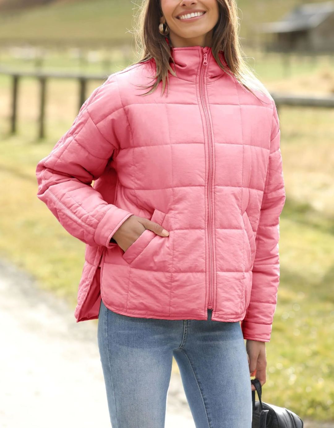 Women's Oversized Splice Quilted Lightweight Puffer Jacket Padded Coat With Pockets (Buy 2 Free Shipping)