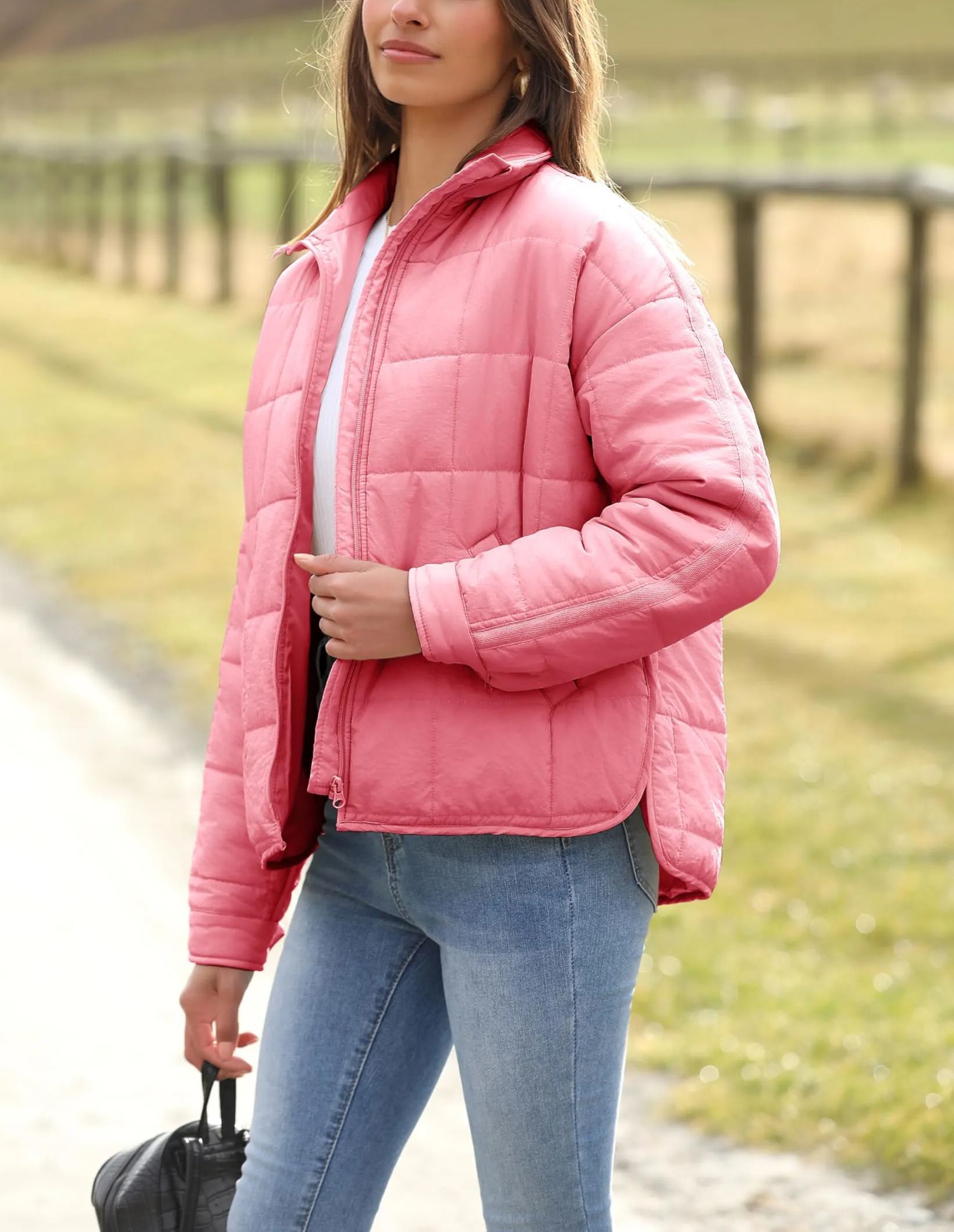 Women's Oversized Splice Quilted Lightweight Puffer Jacket Padded Coat With Pockets (Buy 2 Free Shipping)