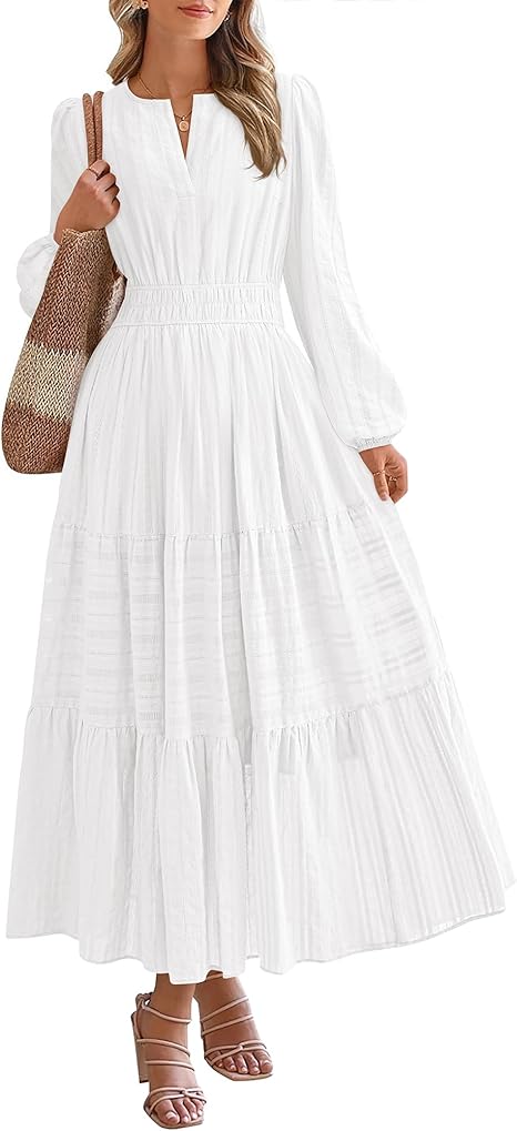 Women Casual Long Sleeve V Neck Elastic Pocket Dress