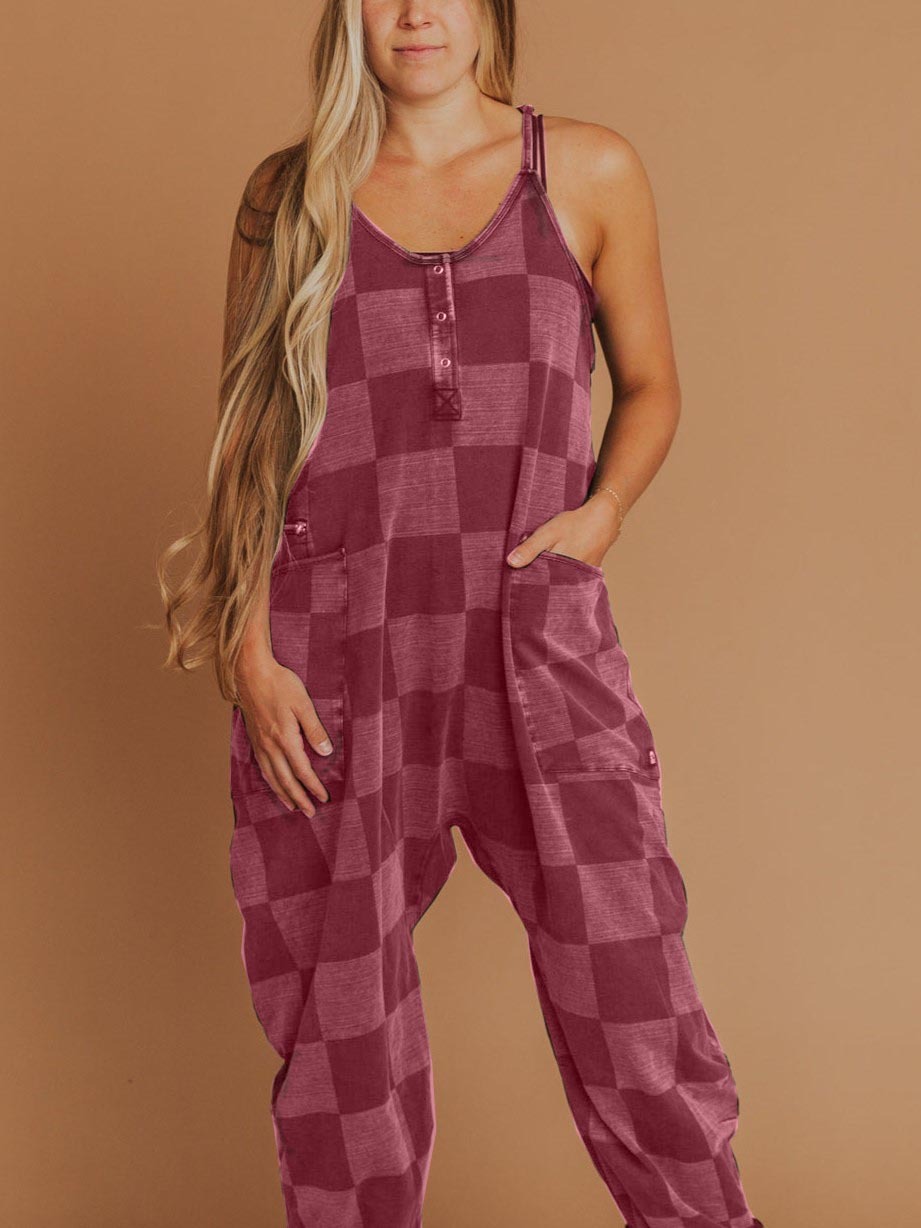 Women's Button Neck Suspender Jumpsuit Casual Overalls(BUY 2 FRRE SHIPPING)