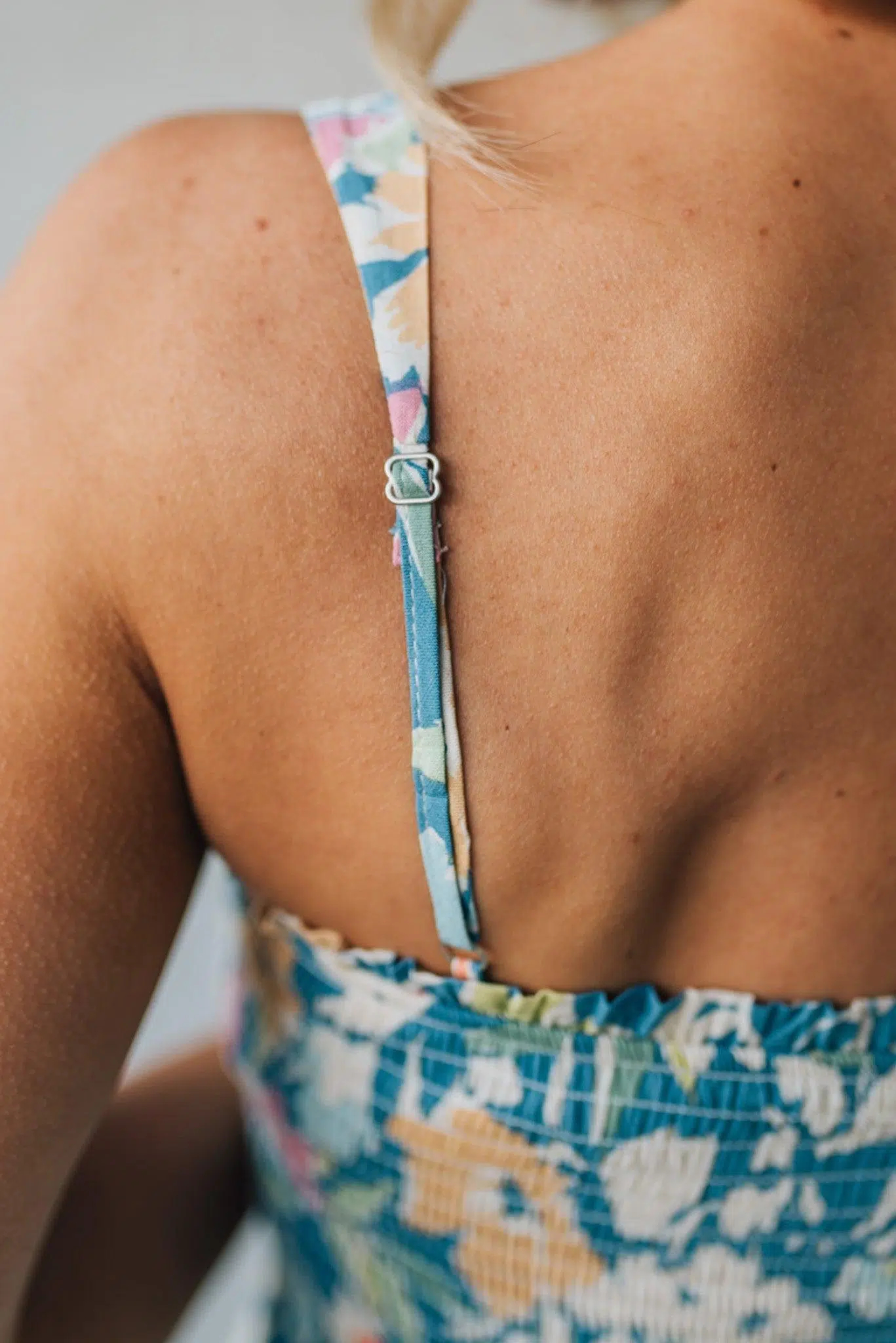 Tapered Strap Floral Midi Dress