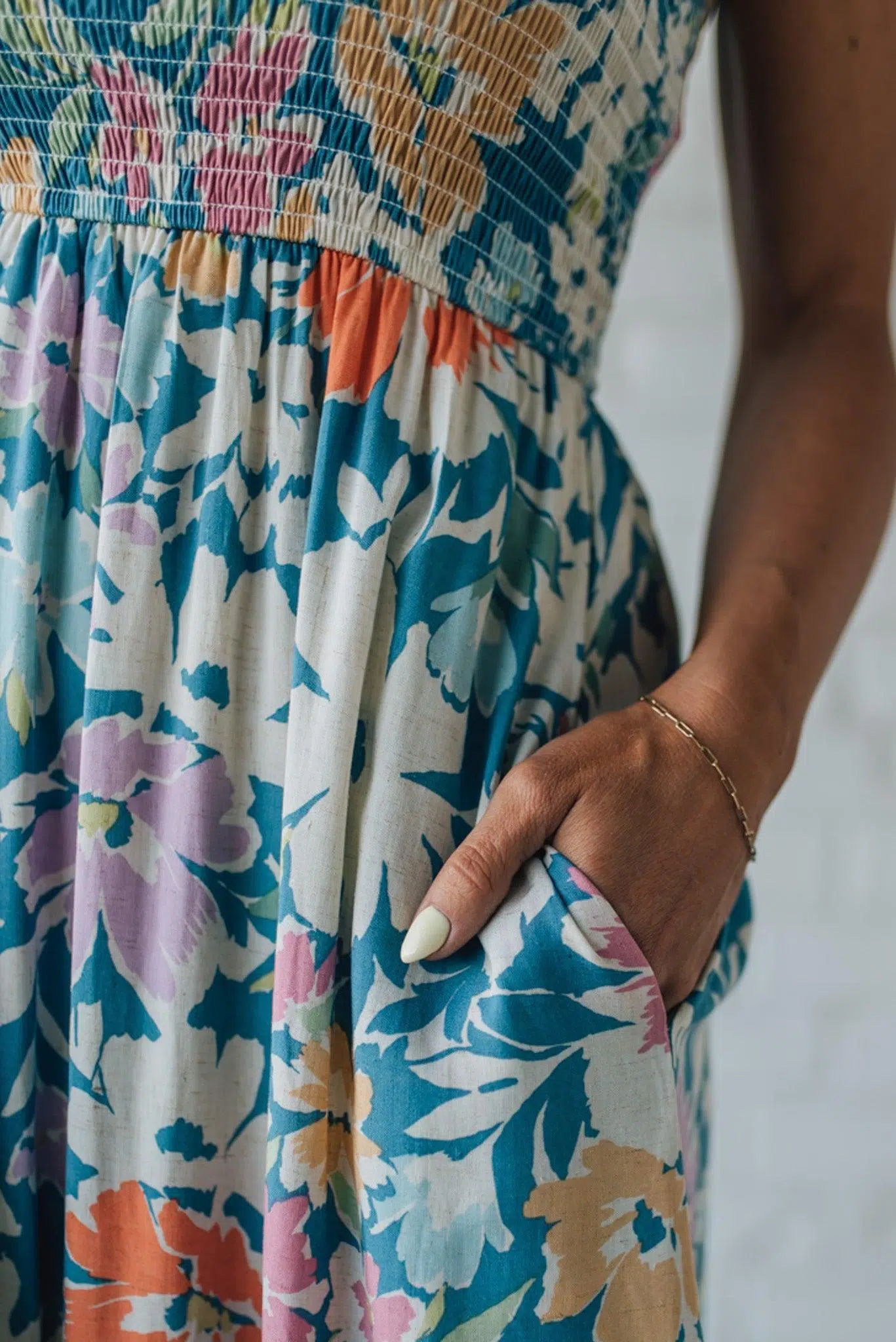 Tapered Strap Floral Midi Dress