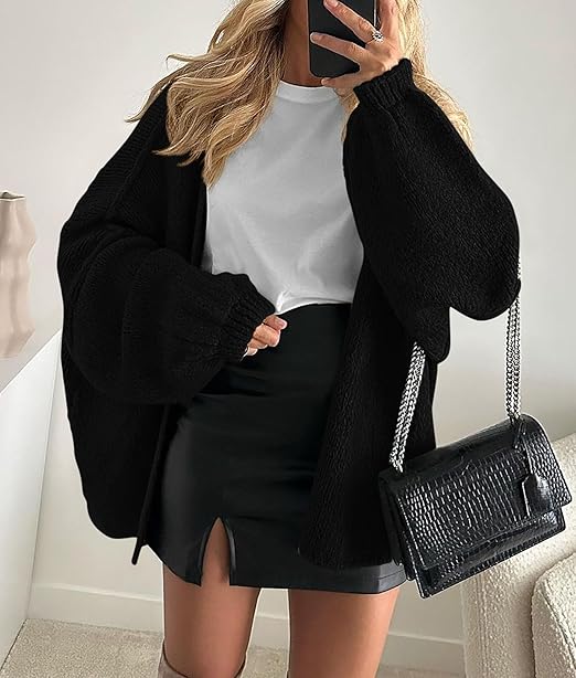 Women's Oversized Balloon Sleeve Knit Cardigan Sweater（BUY 2 FREE SHIPPING)