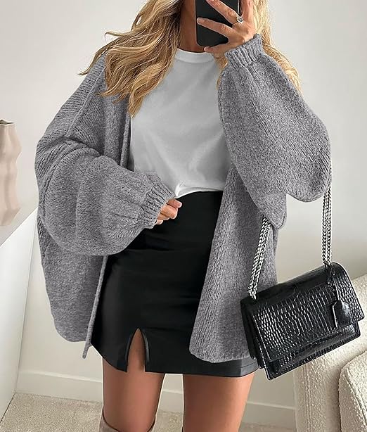 Women's Oversized Balloon Sleeve Knit Cardigan Sweater（BUY 2 FREE SHIPPING)