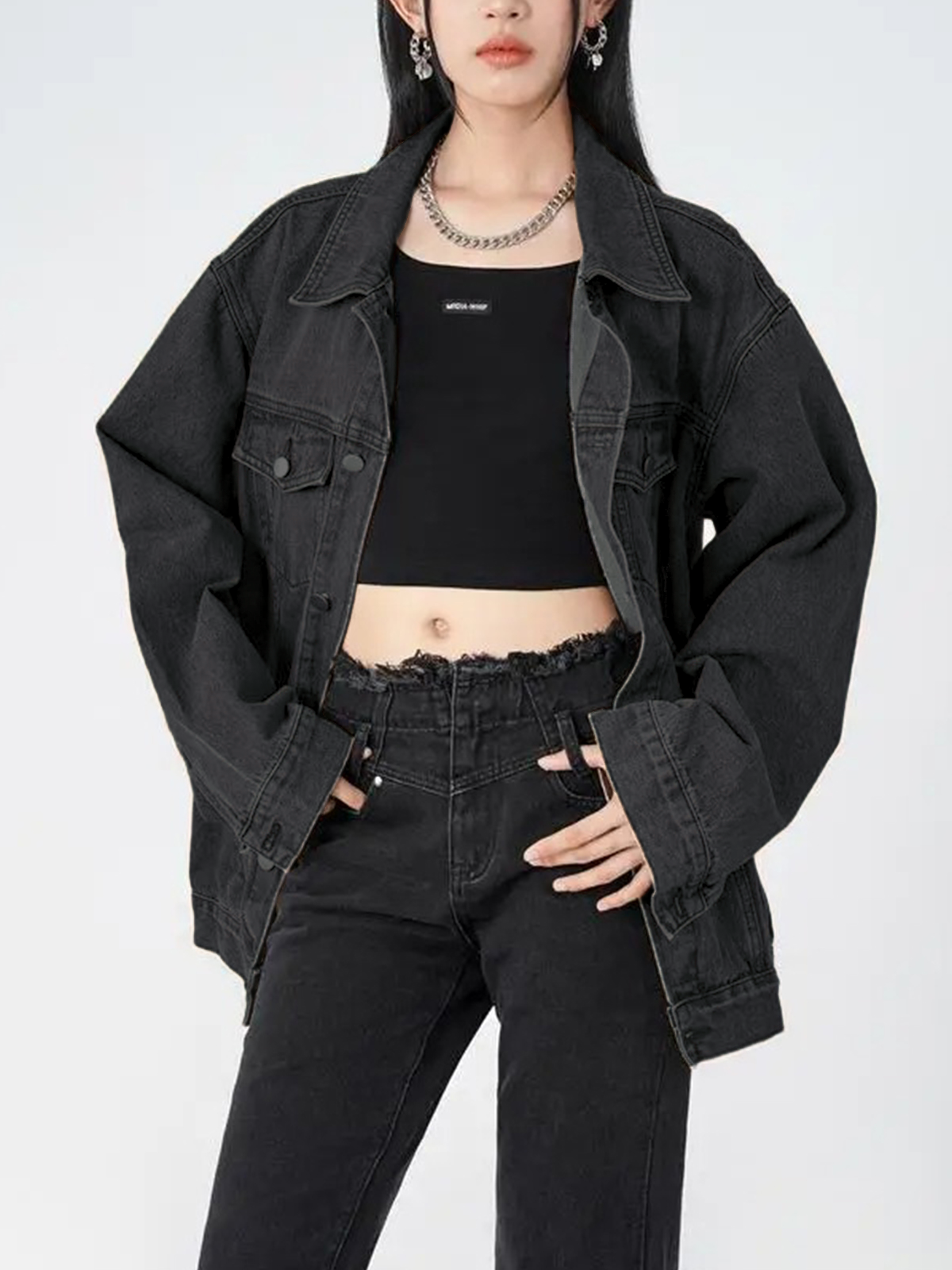 Women's Casual Trendy Button Denim Jacket with Pockets(BUY 2 FREE SHIPPING)