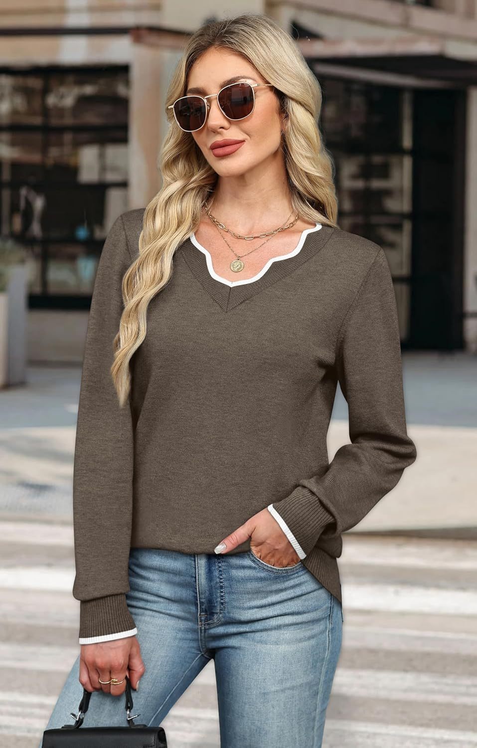 Womens Cozy Lightweight V Neck Sweaters Pullover(BUY 2 FREE SHIPPING)