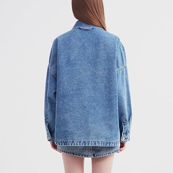 Womens Denim Jacket Wash Jean Jacket Coats With Pockets（BUY 2 FREE SHIPPING)