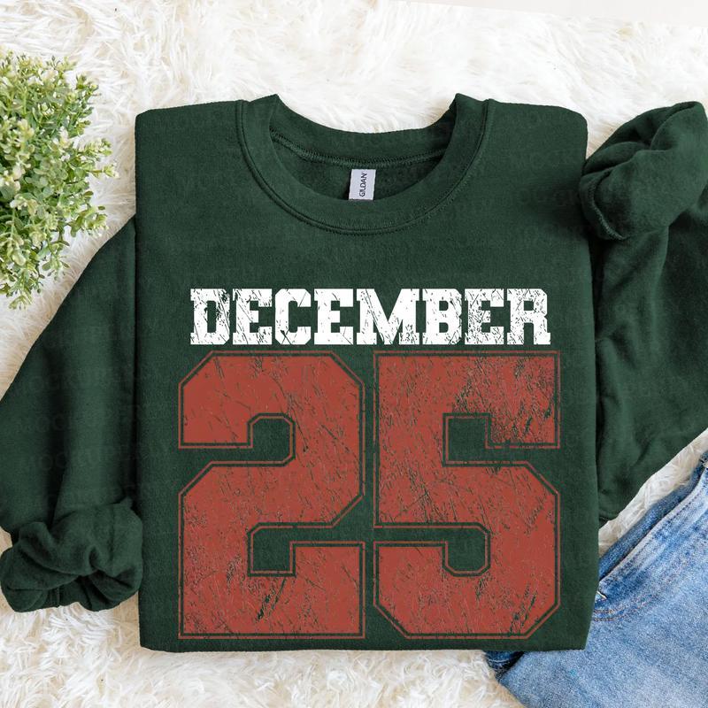 December 25 Retro Christmas Crewneck Sweatshirt (Buy 2 Free Shipping)