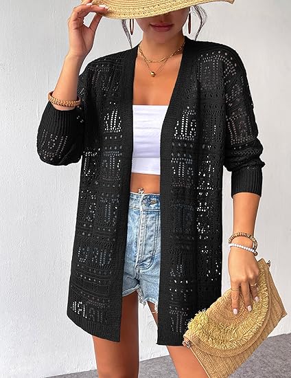 Women's 2025 Summer Lightweight Front Open Bohemian Knit Cardigan(BUY A FREE SHIPPING)