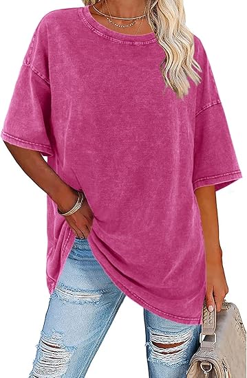 Women's Oversized Vintage Crew Neck Washed T-Shirt（BUY 3 FREE SHIPPING)