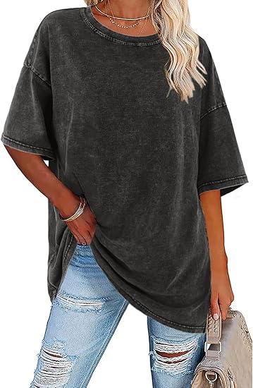 Women's Oversized Vintage Crew Neck Washed T-Shirt（BUY 3 FREE SHIPPING)