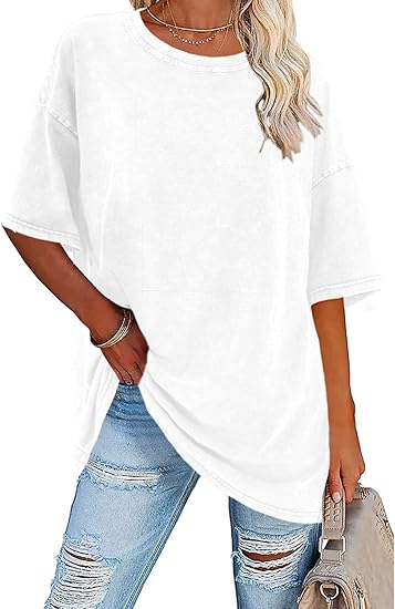 Women's Oversized Vintage Crew Neck Washed T-Shirt（BUY 3 FREE SHIPPING)