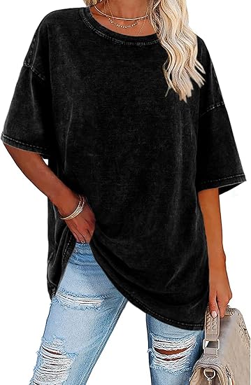 Women's Oversized Vintage Crew Neck Washed T-Shirt（BUY 3 FREE SHIPPING)