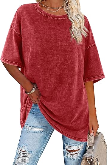 Women's Oversized Vintage Crew Neck Washed T-Shirt（BUY 3 FREE SHIPPING)