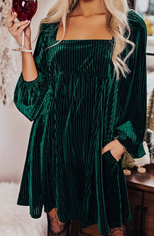 Christmas Velvet Babydoll Tie Back Dress（BUY 2 FREE SHIPPING)