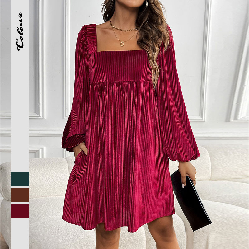 Christmas Velvet Babydoll Tie Back Dress（BUY 2 FREE SHIPPING)