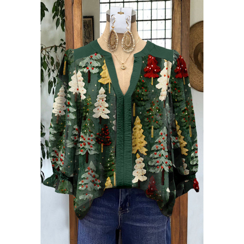 Christmas Nutcracker Print Cuff Sleeve Top（BUY 2 FREE SHIPPING)