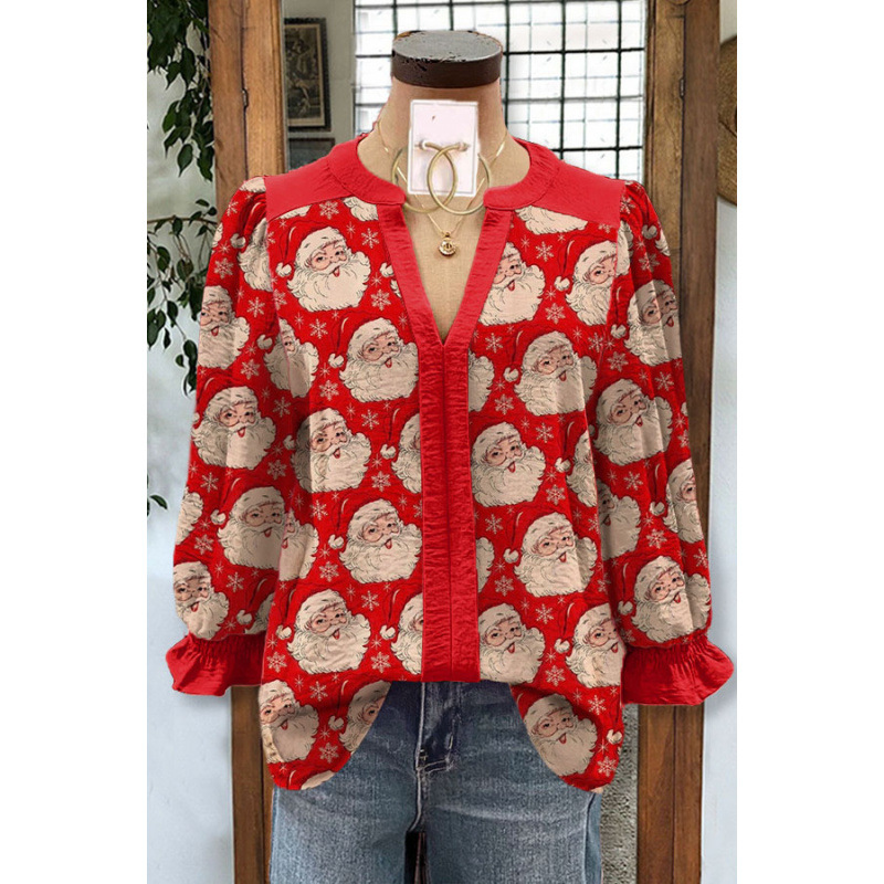 Christmas Nutcracker Print Cuff Sleeve Top（BUY 2 FREE SHIPPING)