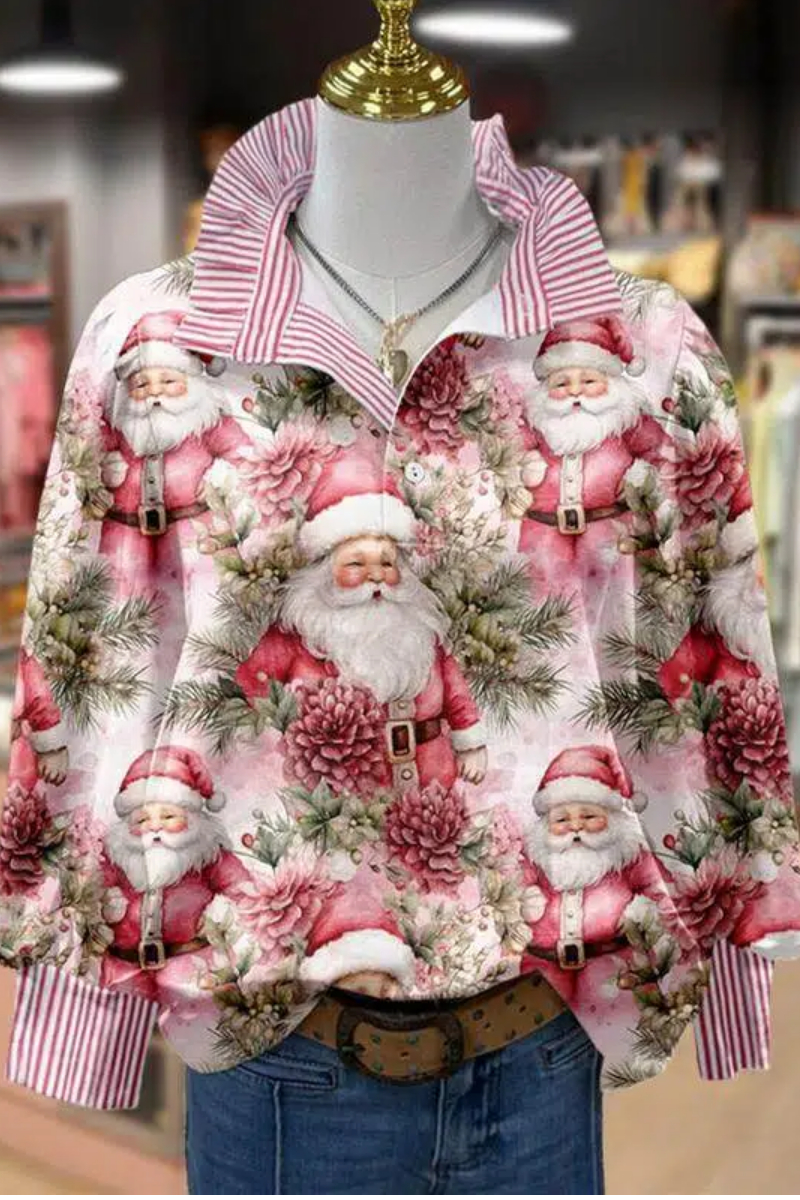 Vintage Floral Print Striped Collar Top(Buy 2 Free Shipping)