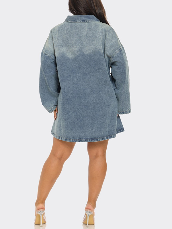 Front Zipper Denim Mini Dress
