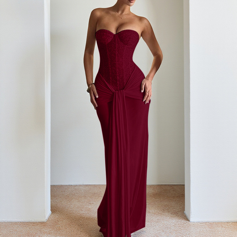 Strapless sexy backless evening gown with flowing ribbons(BUY 2 FREE SHIPPING)