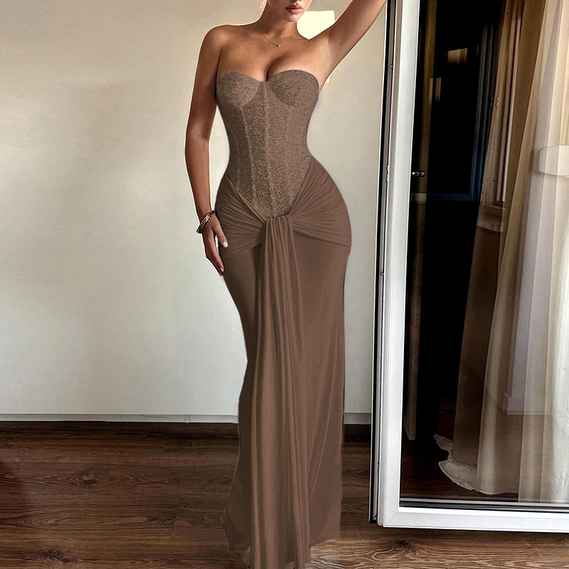 Strapless sexy backless evening gown with flowing ribbons(BUY 2 FREE SHIPPING)
