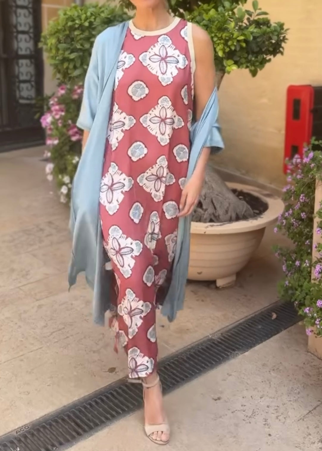 Boho Sleeveless Round Neck Printed Muse Long Dress with Cape（BUY 2 FREE SHIPPING)