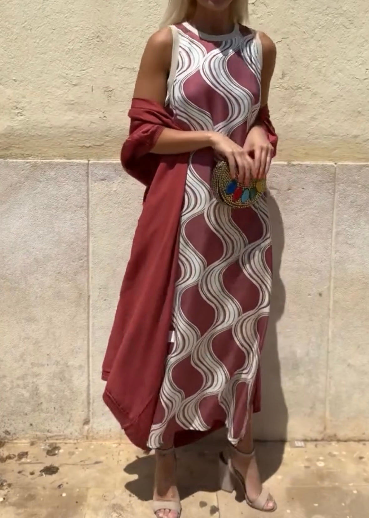 Boho Sleeveless Round Neck Printed Muse Long Dress with Cape（BUY 2 FREE SHIPPING)
