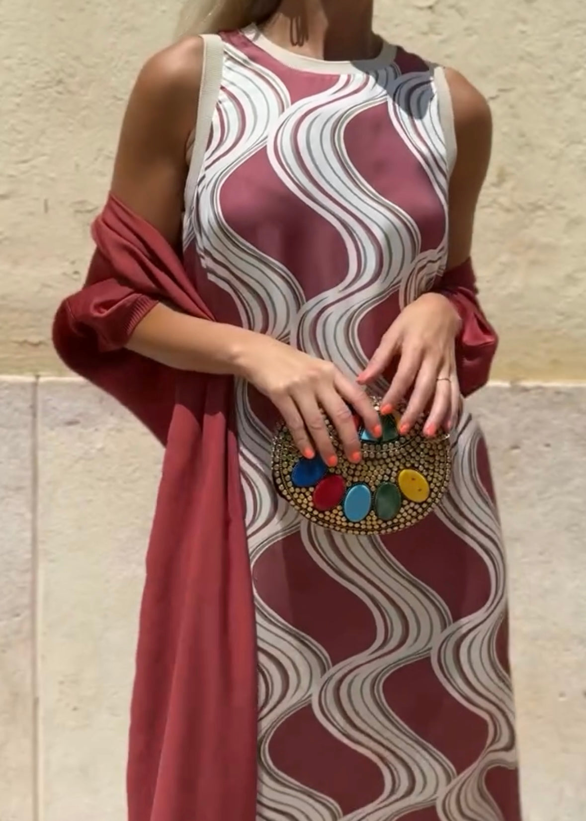 Boho Sleeveless Round Neck Printed Muse Long Dress with Cape（BUY 2 FREE SHIPPING)