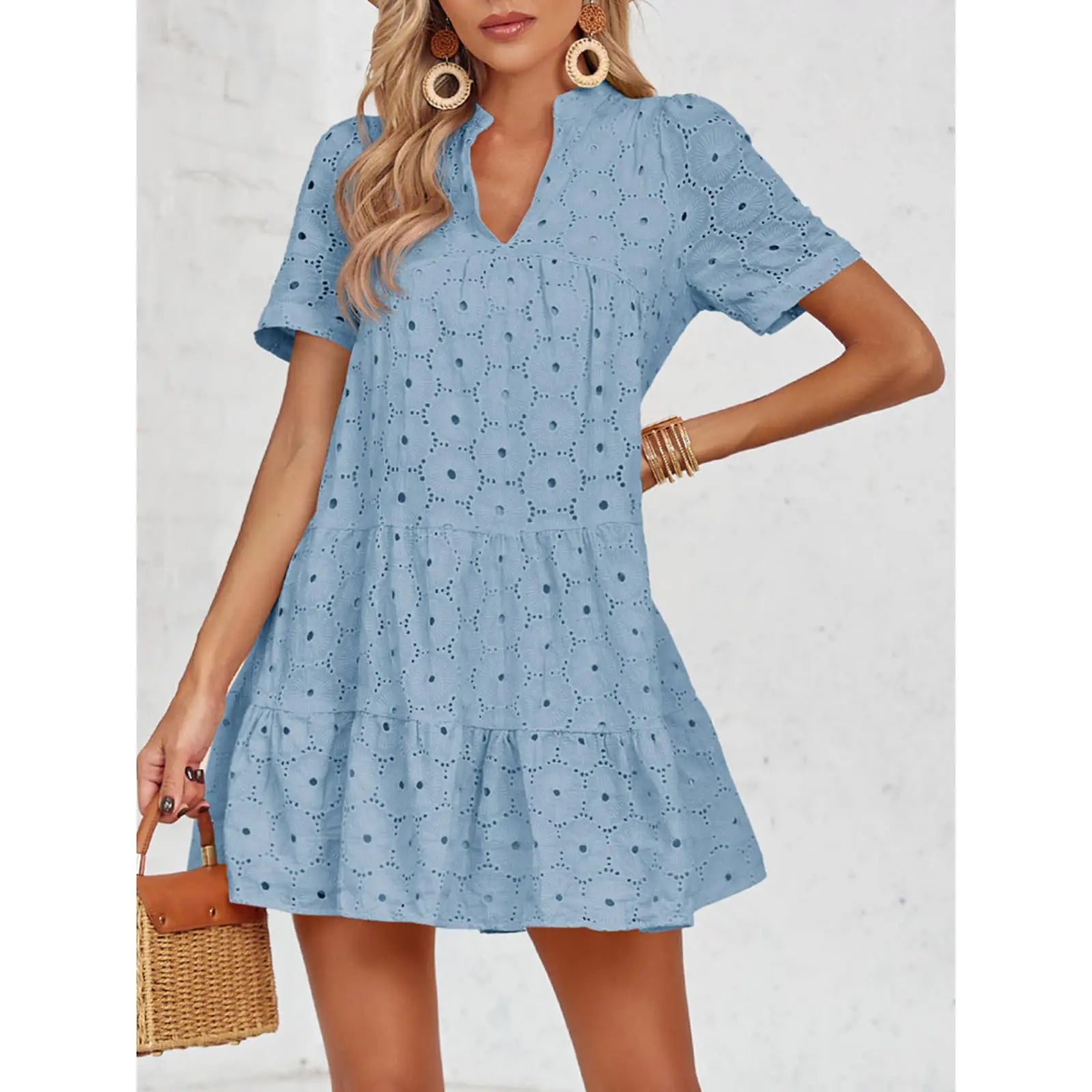 Women’s Summer Lace Dresses Eyelet Casual Flowy Babydoll Swing(BUY 2 FREE SHIPPING)