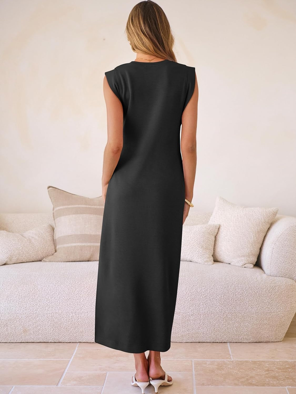 WOMEN SUMMER CASUAL LOOSE SPLIT WRINKLE-FREE LONG DRESS(BUY 2 FREE SHIPPING)