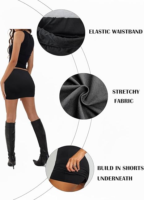 Women's Sexy Bodycon Mini Skirt (Faux Two-Piece Skort)