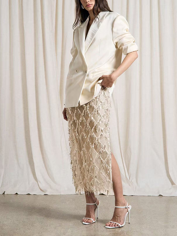 Beaded Crystal Mesh Overlay Skirt（BUY 2 FREE SHIPPING)