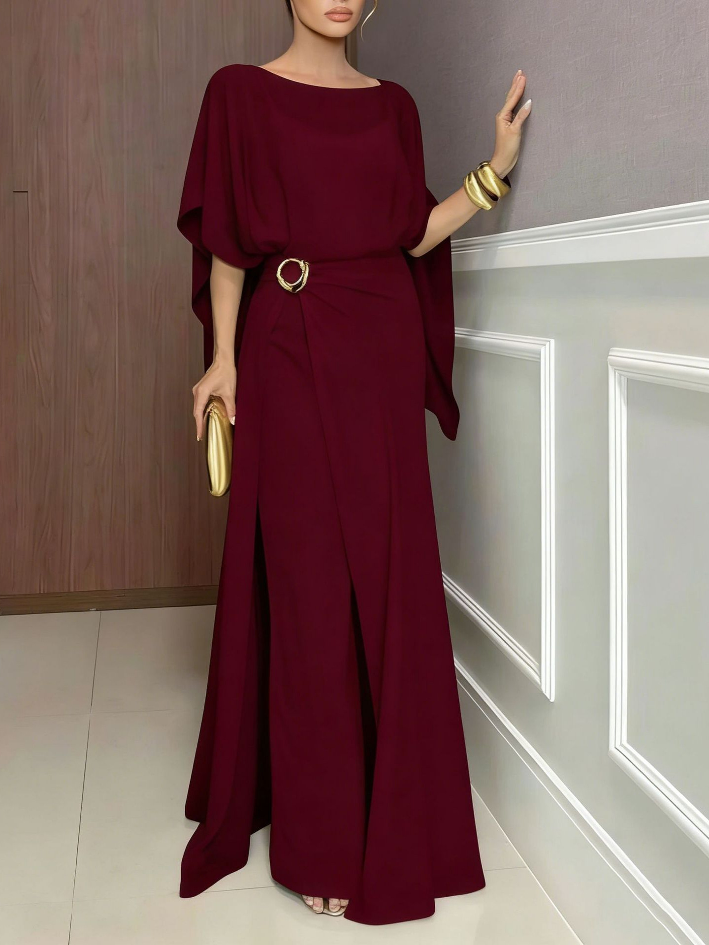 Women Round Neck Top + Patchwork Pants Casual Set with Temperament