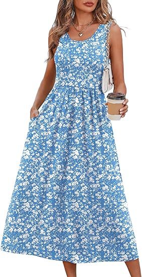 2026 Summer Women's Sleeveless Printed Vest Dress with Pockets