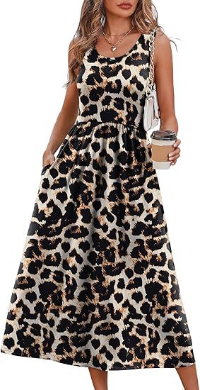 2026 Summer Women's Sleeveless Printed Vest Dress with Pockets