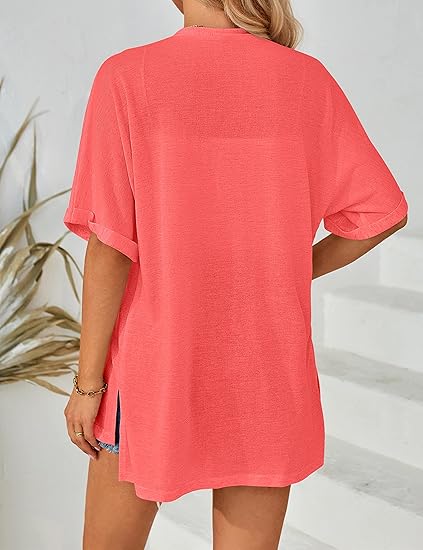 2026 Summer Women's Lightweight Short-Sleeved Casual Loose Fashion Beach Cardigan