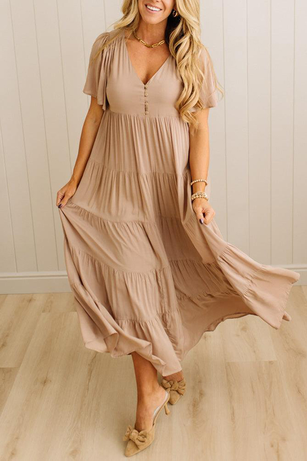 V-neck layered long dress(BUY 2 FREE SHIPPING)