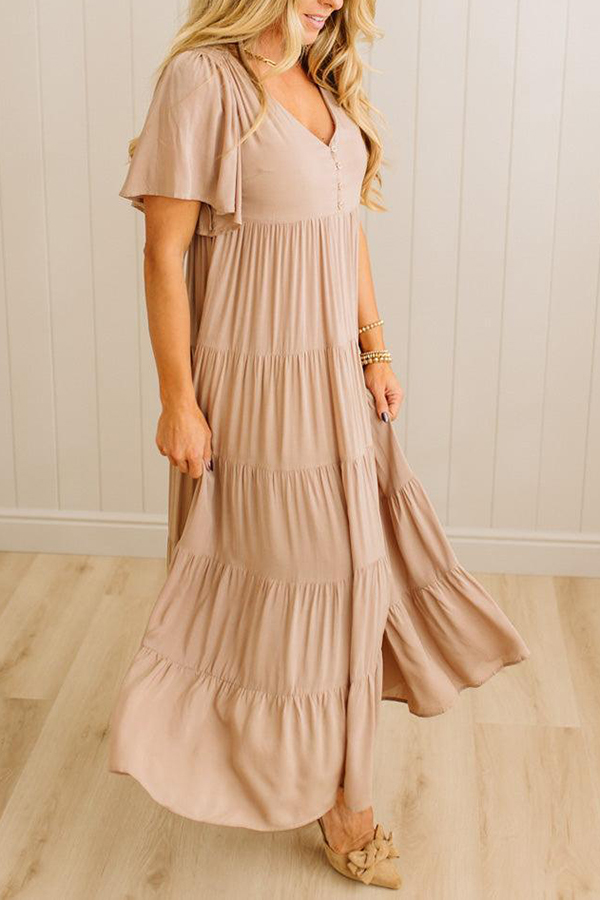 V-neck layered long dress(BUY 2 FREE SHIPPING)