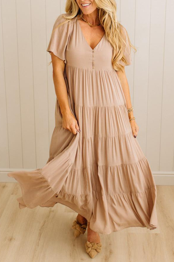 V-neck layered long dress(BUY 2 FREE SHIPPING)