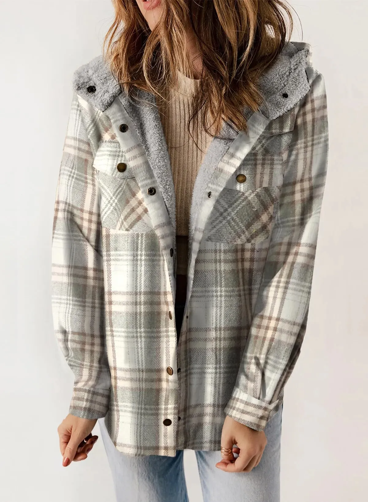 🔥🔥🔥🔥Plaid Hooded Thick Plus Fleece Warm Jacket Coat (Buy 2 Free Shipping)