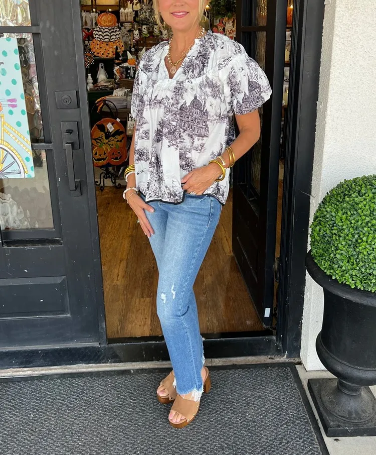 🔥🔥🔥🔥Classic Charm Toile Top(Buy 2 Free Shipping)