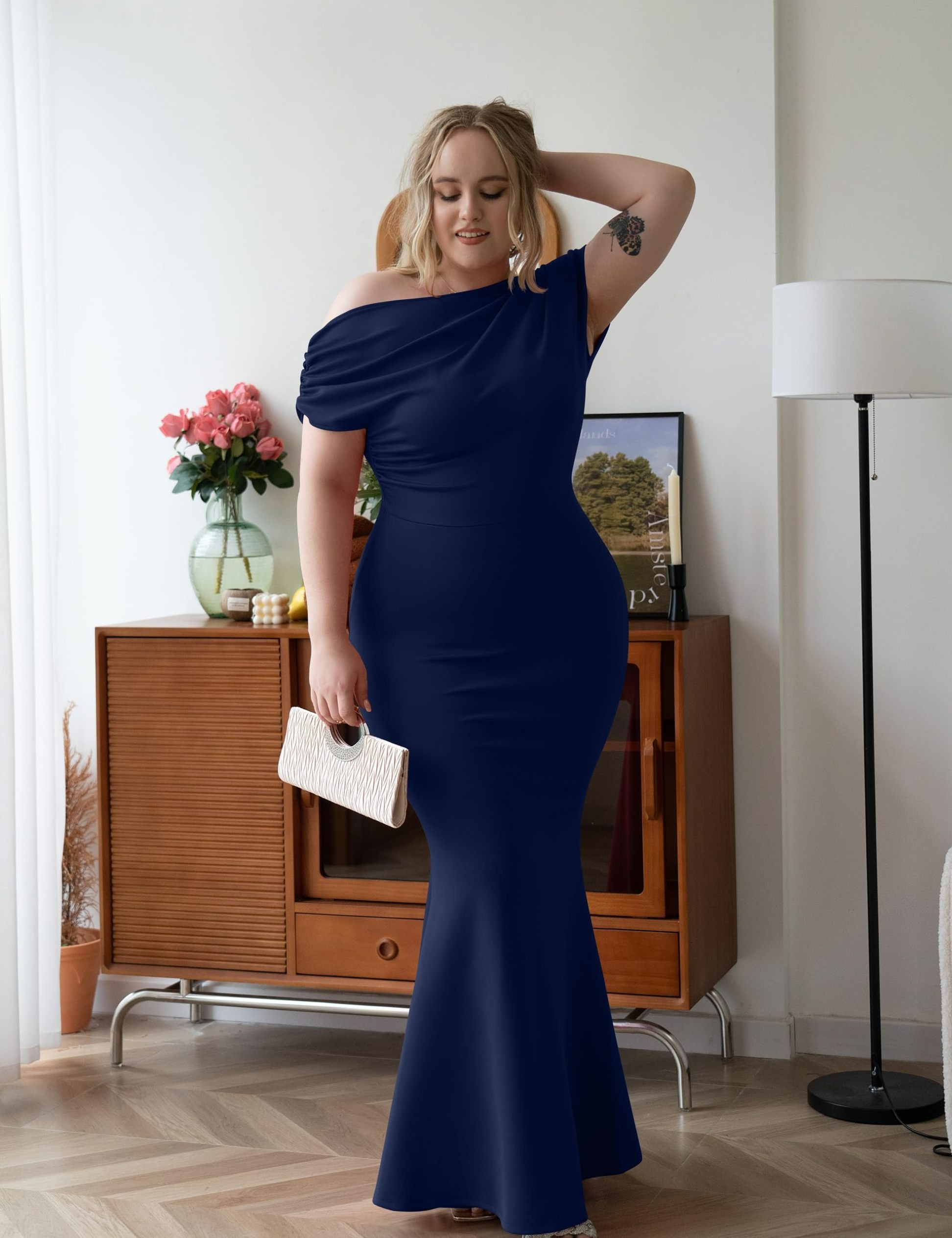 Hot Sale Women's Elegant Sleeveless Off Shoulder Bodycon Long Formal Party Evening Dress
