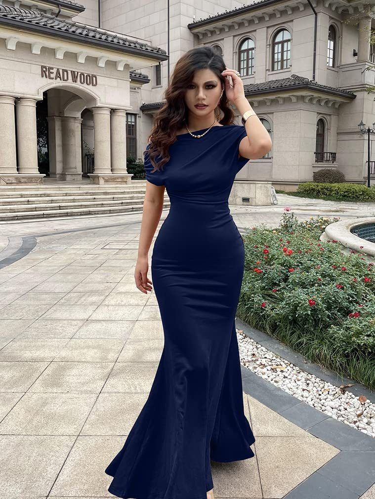 Hot Sale Women's Elegant Sleeveless Off Shoulder Bodycon Long Formal Party Evening Dress