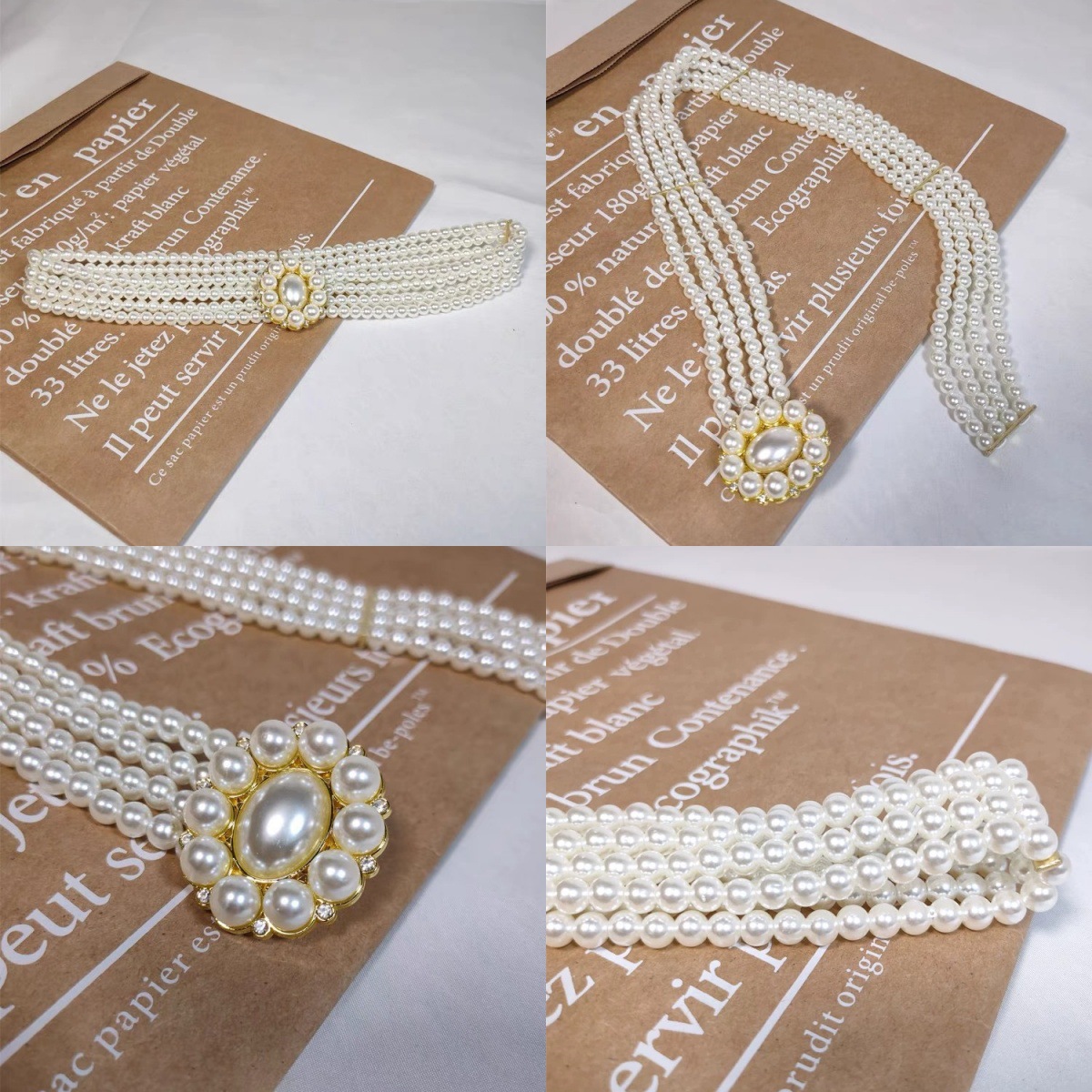 Pearl gold elastic buckle belt