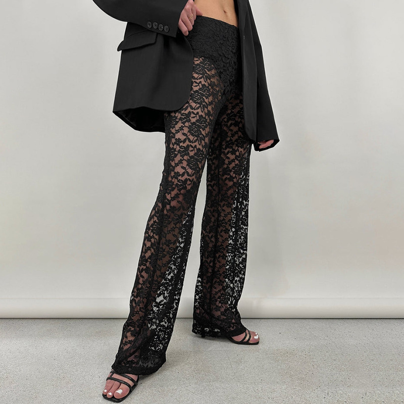 Women's Sexy Sheer Stretch Pencil Pants High Waist Skinny Pants