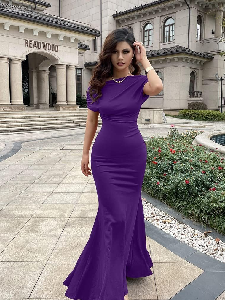 Hot Sale Women's Elegant Sleeveless Off Shoulder Bodycon Long Formal Party Evening Dress